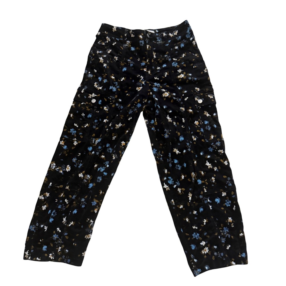 Anthropologie Womens Black Floral Print Cargo Pants Size‎ 8